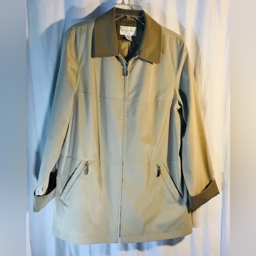 Worthington Beige Trench Coat with Zip Pockets 1T 191